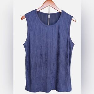 COOFANDY Sleeveless Crinkle Metallic Shimmer Knit Top Navy Mens Size S